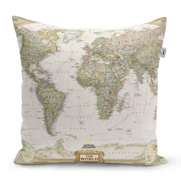 Perna cu imprimeu - Harta lumii - 40 x 40 cm - Sablio