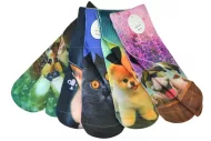 Ciorapi pentru femei cu imprimeu complet animale Aura.via GP:107 - 5 perechi, mărimea 24-27