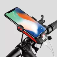 Lanternă pentru bicicletă Bikerpro 4 în 1 cu suport pentru telefon, roșie