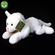 Pisică plușată culcată albă 18 cm 
