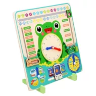 Calendar educativ pentru copii din lemn cu ceas în limba engleză