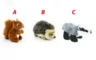 Seria animale de pădure (veveriță, bursuc, arici) - 16 cm, 1 bucată - alegere aleatorie