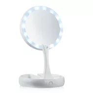 Oglindă cosmetică pliantă cu lupă și iluminare  LED