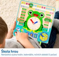 Calendar educativ pentru copii din lemn cu ceas în limba engleză