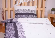 Lenjerie de pat din polibumbac PREMIUM 140x200 + 70x90 - alb-negru cu ornamente