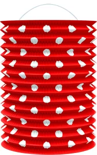 Felinar de hârtie - roșu cu puncte - 23 cm - Rappa