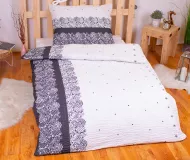 Lenjerie de pat din polibumbac PREMIUM 140x200 + 70x90 - alb-negru cu ornamente