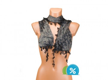 Eșarfă dreptunghiulară cu desen floral - negru Eșarfă dreptunghiulară cu desen floral - negru