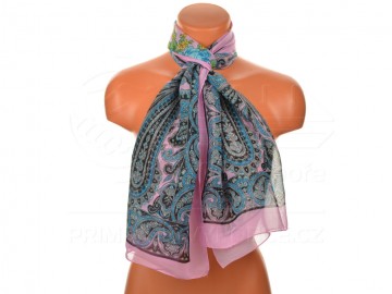 Eșarfă de vară cu desen floral oriental - violet deschis Eșarfă de vară cu desen floral oriental - violet deschis