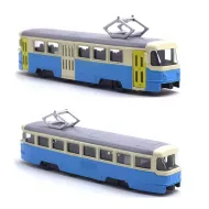Tramvai unic din metal Tatra T3 cu uși funcționale, 18 cm - albastru