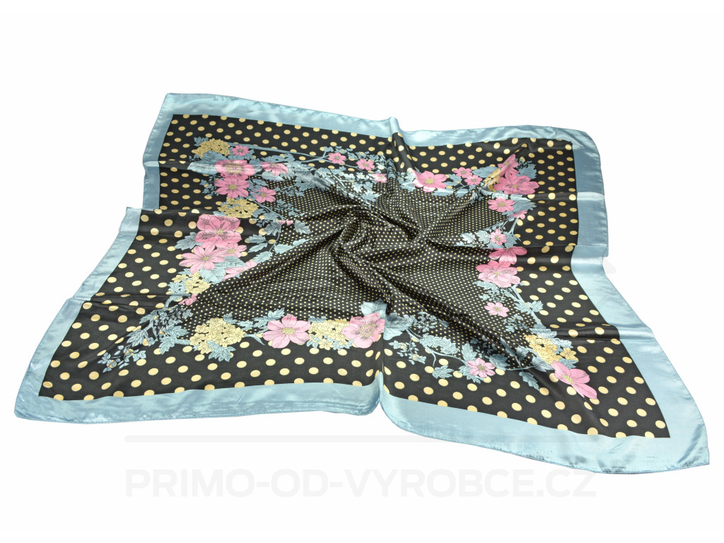 Eșarfă lucioasă cu desen flori - gri Eșarfă lucioasă cu desen flori - gri