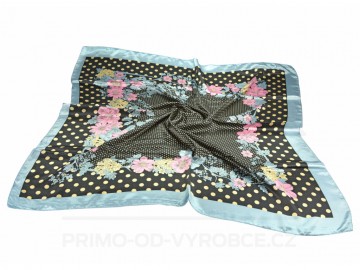 Eșarfă lucioasă cu desen flori - gri Eșarfă lucioasă cu desen flori - gri