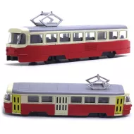 Tramvai unic din metal Tatra T3 cu uși funcționale, 18 cm - roșu