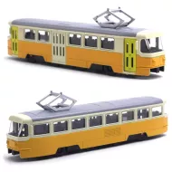 Tramvai unic din metal Tatra T3 cu uși funcționale, 18 cm - galben