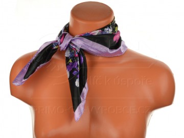 Eșarfă mică cu desen flori - violet deschis Eșarfă mică cu desen flori - violet deschis