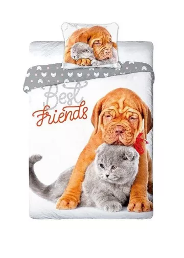 Lenjerie de pat Cei mai buni prieteni - cățelul și pisica