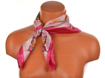 Eșarfă mică cu desen fluture - roz Eșarfă mică cu desen fluture - roz