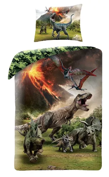 Lenjerie de pat pentru copii - Jurassic Park - vulcan - 140 x 200 - Halantex