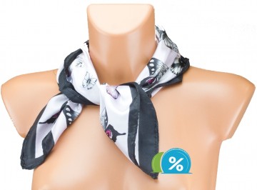 Eșarfă mică cu desen fluture - negru Eșarfă mică cu desen fluture - negru