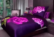 Lenjerie de pat - 3D trandafir violet, 140x200/70x90 cm