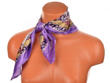 Eșarfă mică cu desen grădina cu flori - violet Eșarfă mică cu desen grădina cu flori - violet