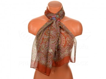 Eșarfă de vară cu desen floral oriental - maro Eșarfă de vară cu desen floral oriental - maro