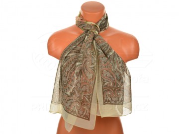Eșarfă de vară cu desen floral oriental - bej Eșarfă de vară cu desen floral oriental - bej